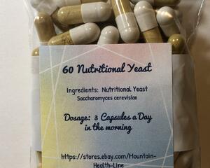 60 Nutritional Yeast Capsules ( Saccharomyces cerevisiae )
Dosage: 3 Capsules a Day in the Morning